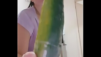 Latina Teen Gets Her Ass Stuffed With A Cucumber